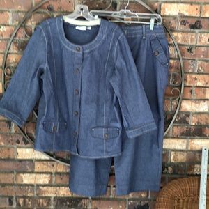 d & co chambray pant suit size xl